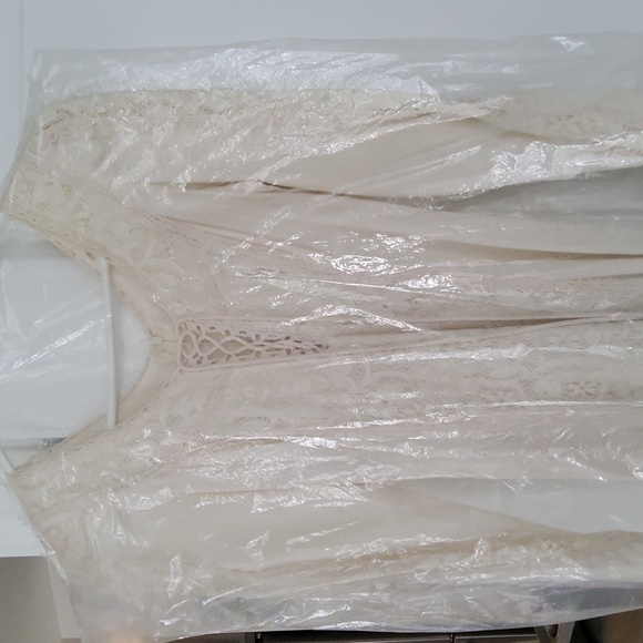 Gunne Sax / Black Label 60s Cream Cotton & Lace Boho Maxi Dress - Picture 6 of 16